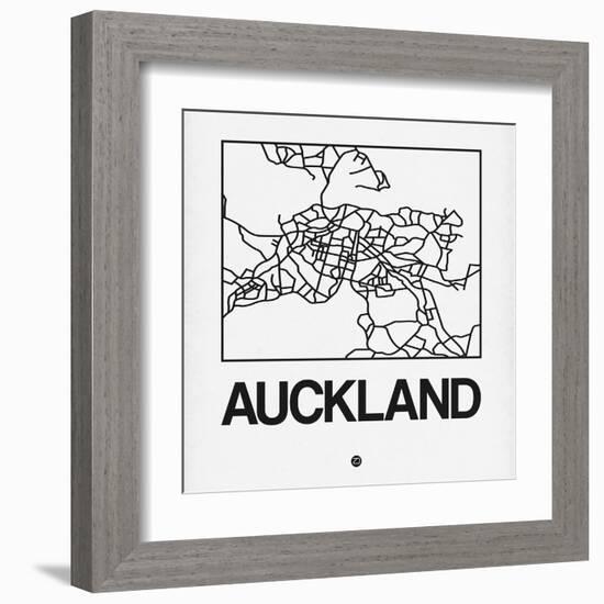 White Map of Auckland-NaxArt-Framed Art Print