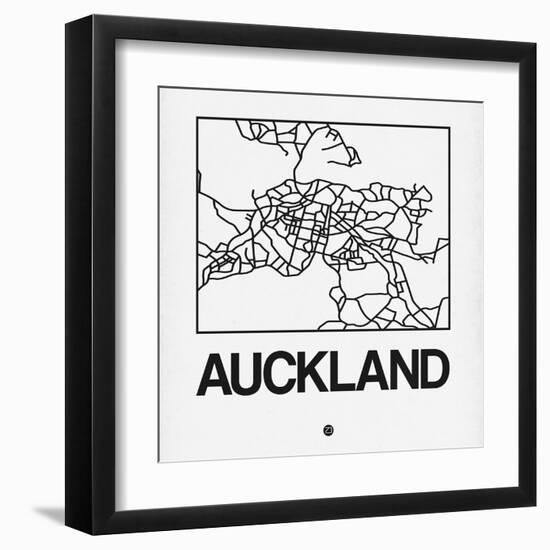 White Map of Auckland-NaxArt-Framed Art Print