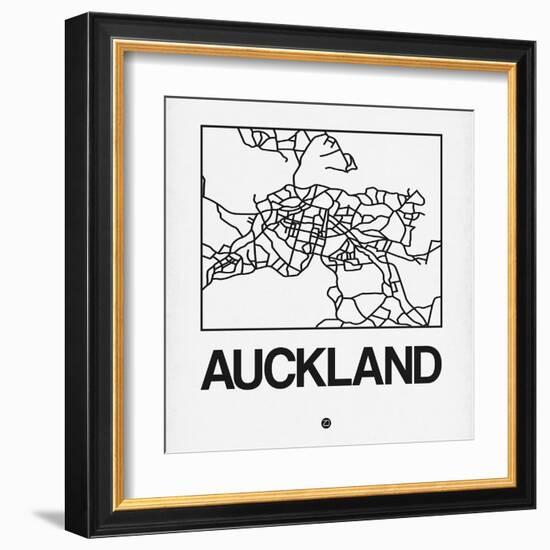 White Map of Auckland-NaxArt-Framed Art Print