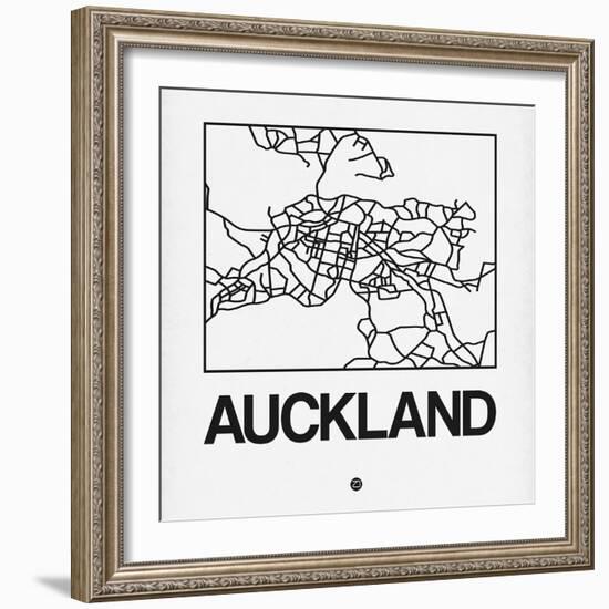 White Map of Auckland-NaxArt-Framed Art Print