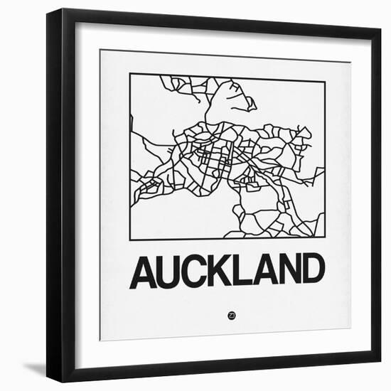 White Map of Auckland-NaxArt-Framed Art Print