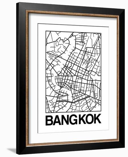 White Map of Bangkok-NaxArt-Framed Art Print