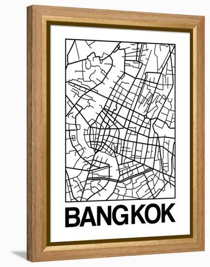 White Map of Bangkok-NaxArt-Framed Stretched Canvas