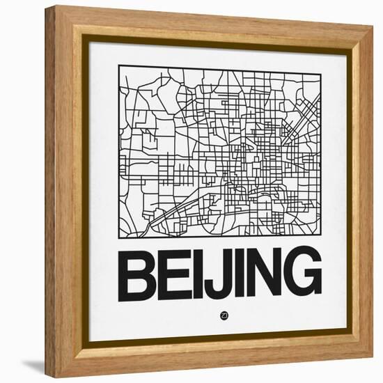 White Map of Beijing-NaxArt-Framed Stretched Canvas