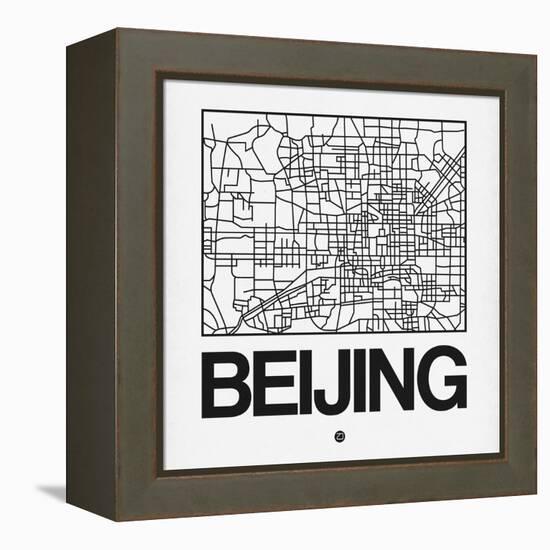 White Map of Beijing-NaxArt-Framed Stretched Canvas