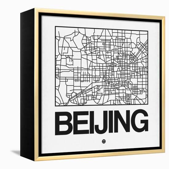 White Map of Beijing-NaxArt-Framed Stretched Canvas