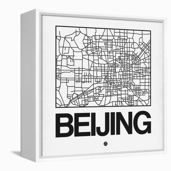 White Map of Beijing-NaxArt-Framed Stretched Canvas