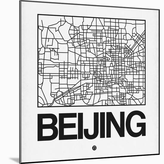 White Map of Beijing-NaxArt-Mounted Art Print