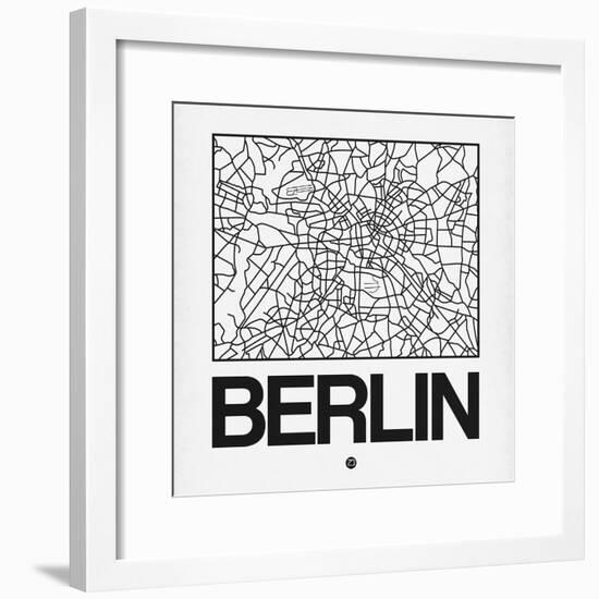 White Map of Berlin-NaxArt-Framed Premium Giclee Print