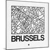 White Map of Brussels-NaxArt-Mounted Art Print