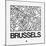 White Map of Brussels-NaxArt-Mounted Art Print