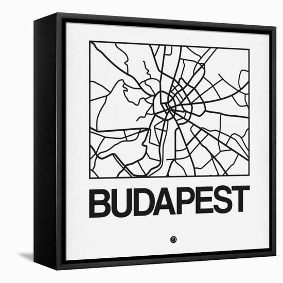 White Map of Budapest-NaxArt-Framed Stretched Canvas