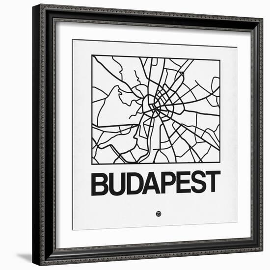 White Map of Budapest-NaxArt-Framed Art Print