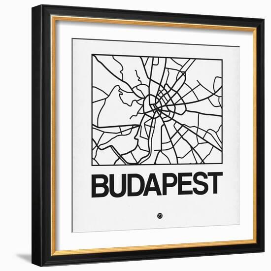 White Map of Budapest-NaxArt-Framed Art Print