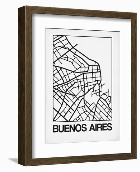 White Map of Buenos Aires-NaxArt-Framed Premium Giclee Print