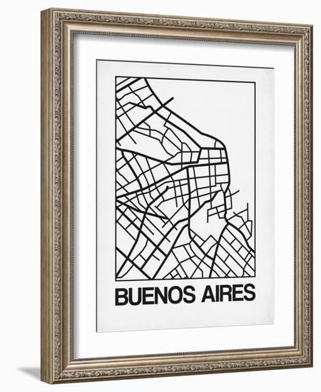 White Map of Buenos Aires-NaxArt-Framed Art Print