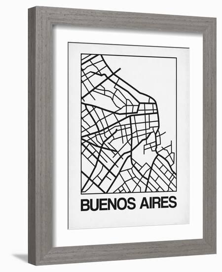 White Map of Buenos Aires-NaxArt-Framed Art Print