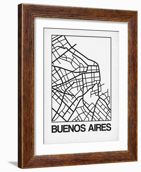 White Map of Buenos Aires-NaxArt-Framed Art Print