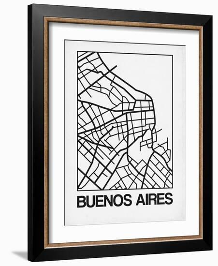 White Map of Buenos Aires-NaxArt-Framed Art Print