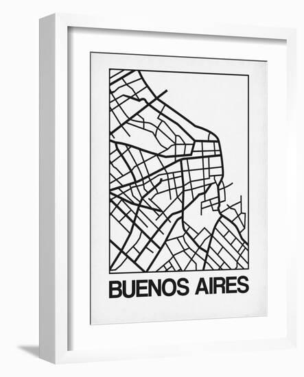 White Map of Buenos Aires-NaxArt-Framed Art Print