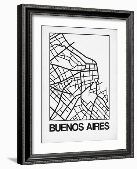 White Map of Buenos Aires-NaxArt-Framed Art Print