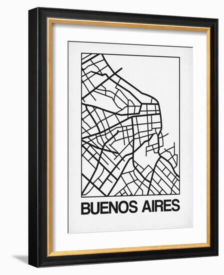 White Map of Buenos Aires-NaxArt-Framed Art Print