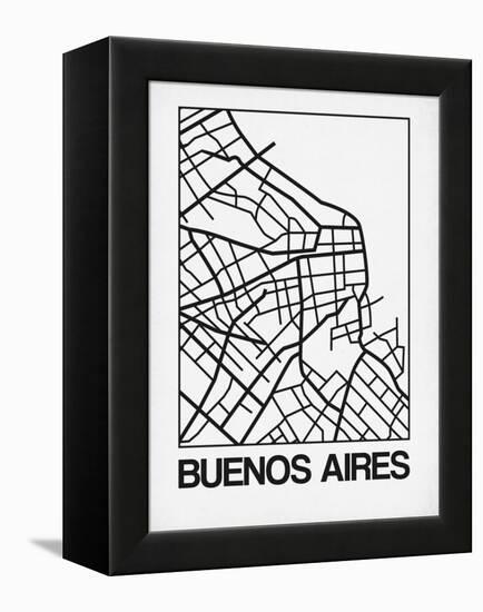 White Map of Buenos Aires-NaxArt-Framed Stretched Canvas
