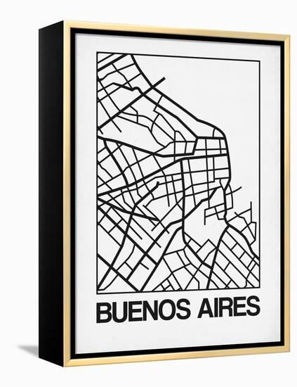 White Map of Buenos Aires-NaxArt-Framed Stretched Canvas