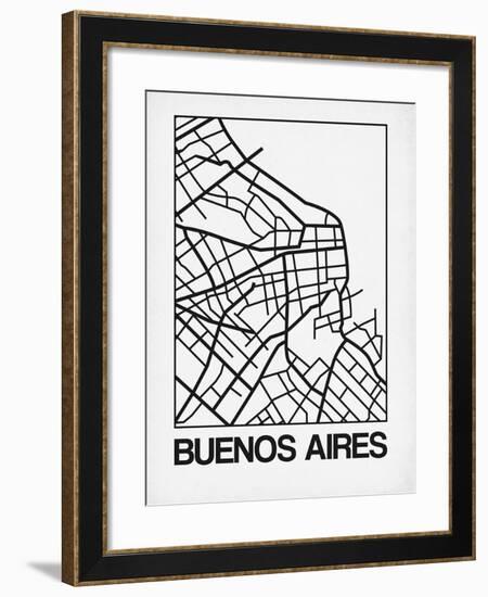 White Map of Buenos Aires-NaxArt-Framed Art Print