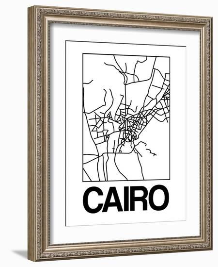 White Map of Cairo-NaxArt-Framed Art Print