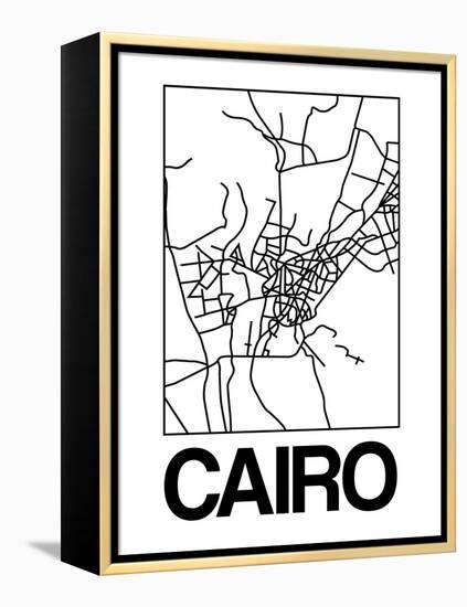 White Map of Cairo-NaxArt-Framed Stretched Canvas