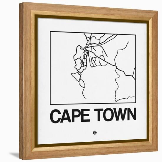 White Map of Cape Town-NaxArt-Framed Stretched Canvas