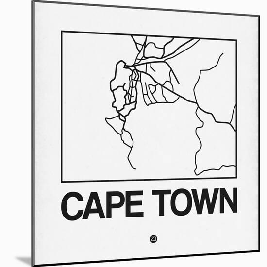 White Map of Cape Town-NaxArt-Mounted Art Print