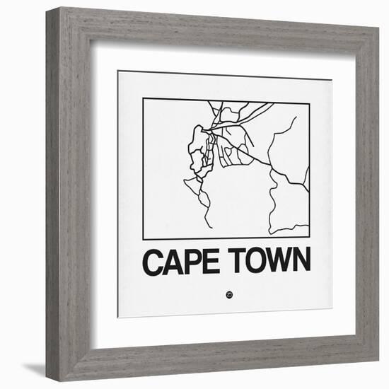 White Map of Cape Town-NaxArt-Framed Art Print