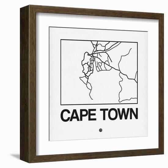 White Map of Cape Town-NaxArt-Framed Art Print