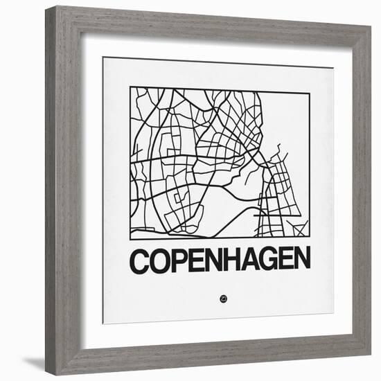 White Map of Copenhagen-NaxArt-Framed Art Print