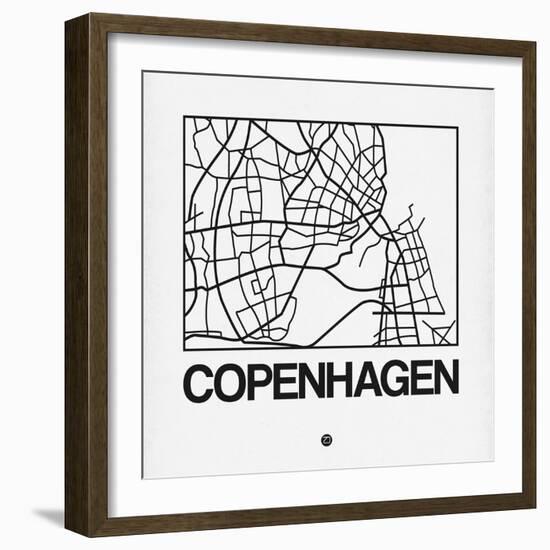 White Map of Copenhagen-NaxArt-Framed Art Print