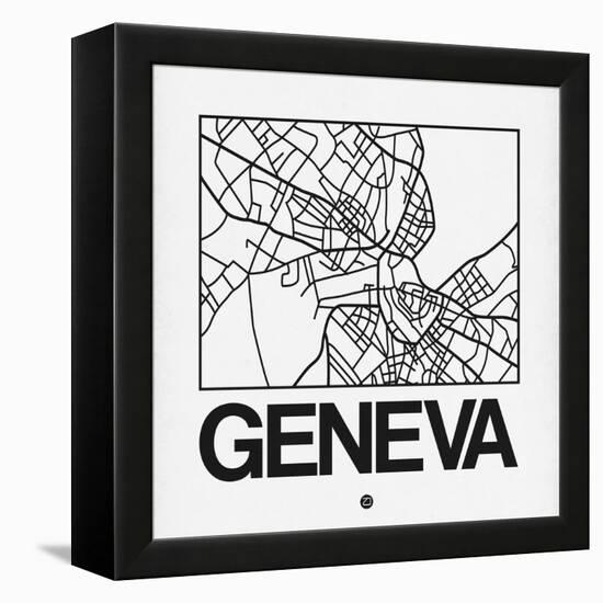 White Map of Geneva-NaxArt-Framed Stretched Canvas