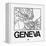 White Map of Geneva-NaxArt-Framed Stretched Canvas