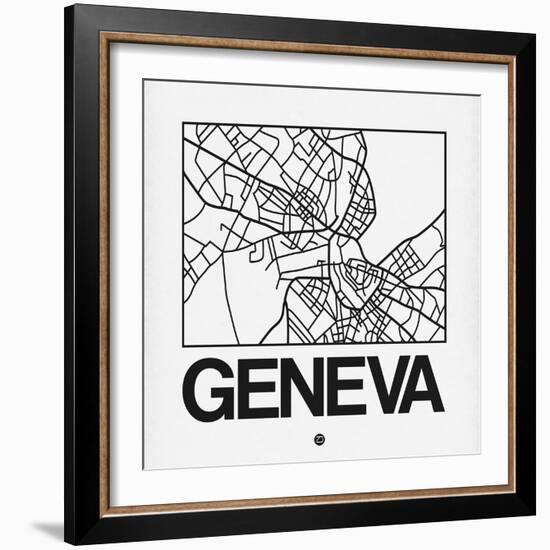 White Map of Geneva-NaxArt-Framed Art Print