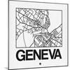 White Map of Geneva-NaxArt-Mounted Art Print