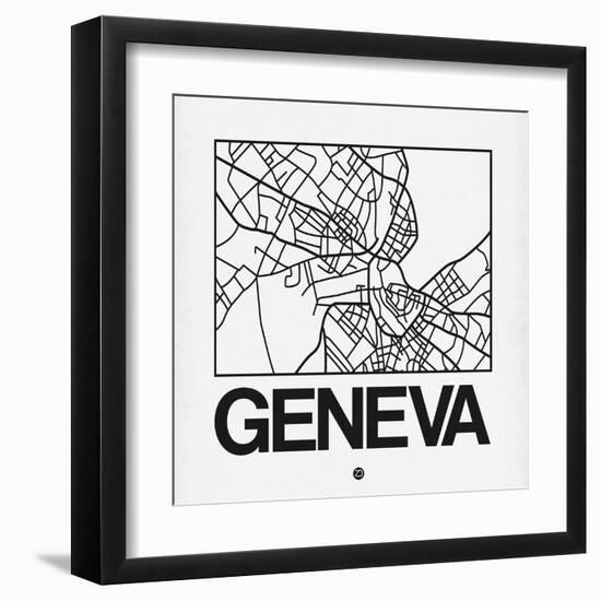 White Map of Geneva-NaxArt-Framed Art Print