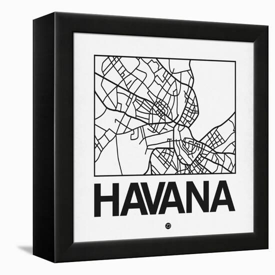 White Map of Havana-NaxArt-Framed Stretched Canvas