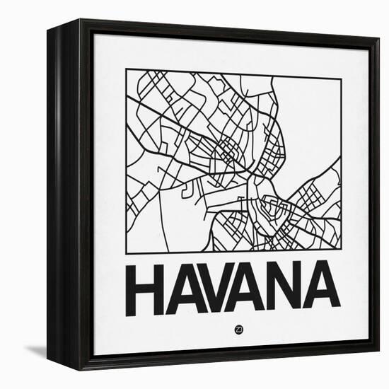 White Map of Havana-NaxArt-Framed Stretched Canvas