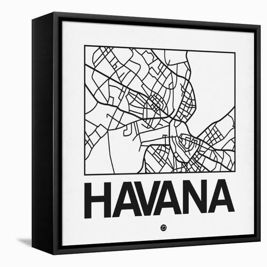 White Map of Havana-NaxArt-Framed Stretched Canvas