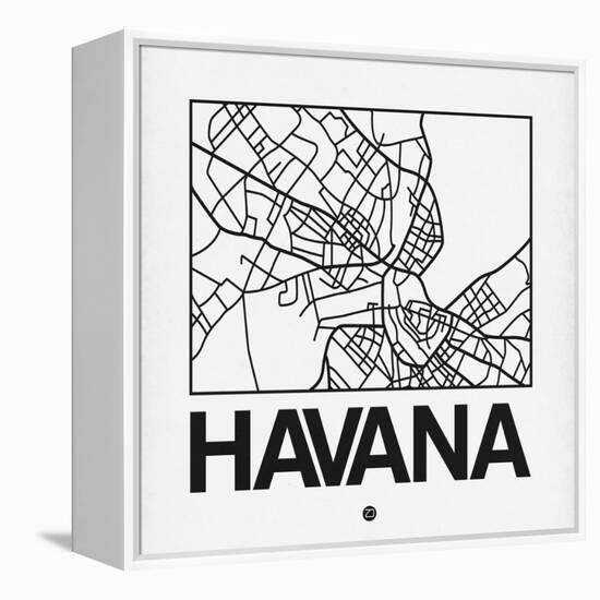 White Map of Havana-NaxArt-Framed Stretched Canvas