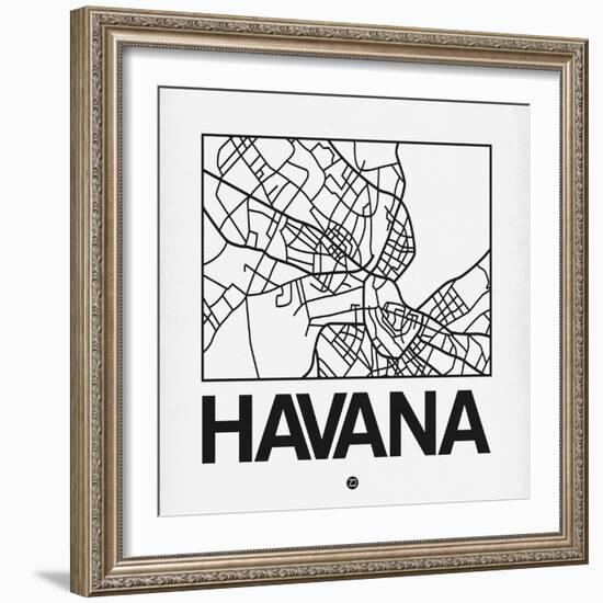 White Map of Havana-NaxArt-Framed Art Print