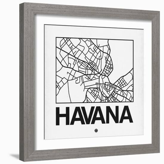 White Map of Havana-NaxArt-Framed Art Print