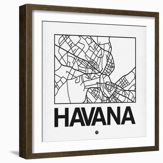 White Map of Havana-NaxArt-Framed Art Print