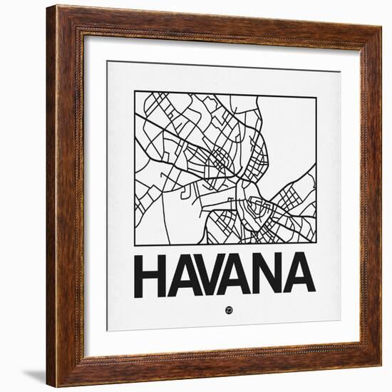 White Map of Havana-NaxArt-Framed Art Print